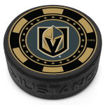 Mustang Puk Vegas Golden Knights NHL Black Poker Chip Textured Puck
