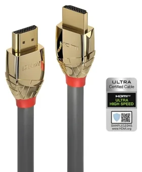 Lindy Gold Line 1m šedá / HDMI kabel / Ultra High Speed / HDMI 2.1 / 48Gbps / pozlacené konektory (37601)