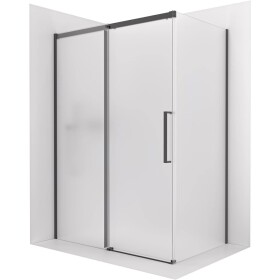 CERANO Sprchový kout Lantono - levá - 8 mm - Soft-Close - černá matná, mléčné sklo - 130x80 cm - posuvný