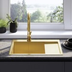 REA - Ocelový dřez Fin BRUSH GOLD ZLE-06013
