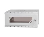 LEXI-Net 19" nástěnný rozvaděč Basic 4U 520x450, skleněné dveře, bez zad, rozložený, šedý EDF_10102489