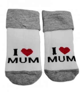 Kojenecké froté bavlněné ponožky I Love Mum, bílo/šedé 80/86, vel. 80-86 (12-18m)
