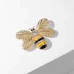 Brož Swarovski Elements Josette Gold - včela, Zlatá