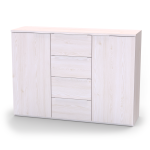 Nábytek Mikulík Komoda VARIO 3 (šedé úchytky) - bílý lesk, antracit, aj. ROZMĚR: (š/v/hl.) 130 x 86,5 x 40,5 cm