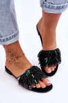 Dámské pantofle s módními ozdobami S.Barski KV-576-4 Černá 40
