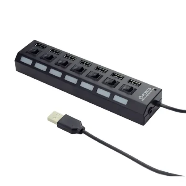 Gembird USB 2.0 HUB se 7-porty a spínači černá / 5V / 2A / 7 portů (UHB-U2P7-03)