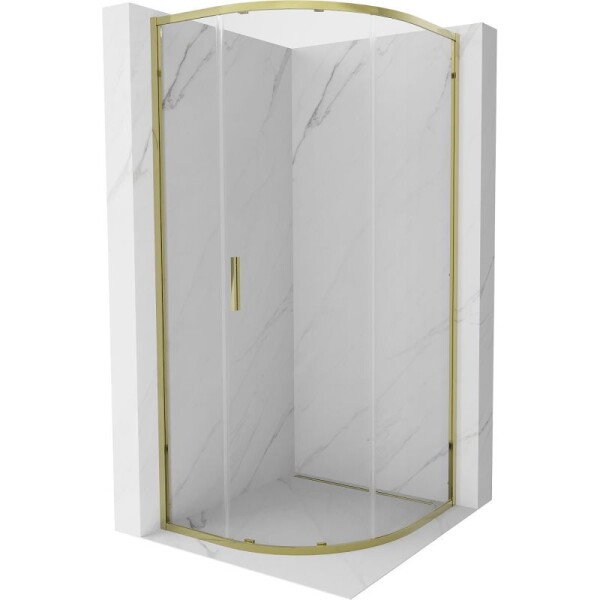 MEXEN - Exo čtvrtkruhový posuvný sprchový kout 100 x 100, transparent, zlato 8131-100-100-50-00