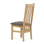 Dřevěná jídelní židle, potah čokoládově hnědá látka, masiv dub, přírodní odstín