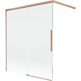 MEXEN/S - Rox vanová zástěna 2-křídlová posuvná 140 x 150, transparent, měď kartáčovaná 8C9-140-003-65-00