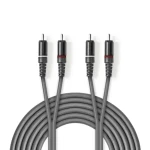 Nedis Stereo Audio kabel 2x RCA (M) - 2x RCA (M) 1.50 m tmavě šedá (COTH24200GY15)