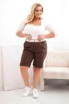 Dámské bavlněné šortky Plus Size s páskem hnědý 5XL