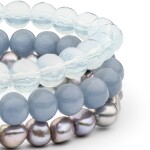 Souprava tří náramků - sladkovodní perla, angelit, opál, Barevná/více barev 19 cm (S)