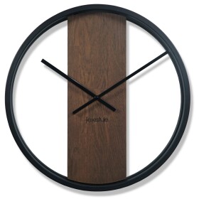 DumDekorace Hnědé dřevěné nástěnné hodiny o průměru 50cm