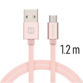 Swissten 71522205 USB 2.0, zástrčka A - zástrčka micro B, opletený, 1,2m, růžovo-zlatý