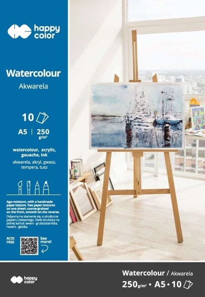 Akvarelový papír Blok Happy Color Akwarel A5 250 g 10 listů