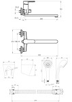 INVENA - Baterie vanová verso s dlouhým výtokem a sadou sprchovou; BW-82-Z01-C