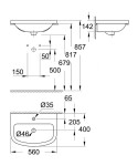 GROHE - Bau Ceramic Umyvadlo nábytkové 56x40 cm, s přepadem, otvor pro baterii, alpská bílá 39422000