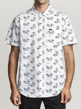 RVCA EASY PALMS ANTIQUE WHITE pánská košile s krátkým rukávem - M