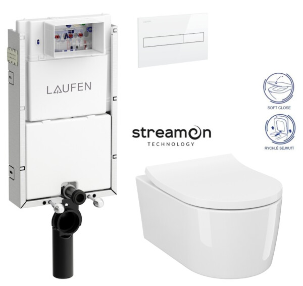 LAUFEN Podomít. systém LIS TW1 SET s bílým tlačítkem + WC CERSANIT INVERTO + SEDÁTKO DURAPLAST SOFT-CLOSE H8946630000001BI IN1