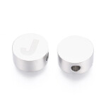 Korálek z nerezové oceli - placička s písmenem - různé varianty - 10 x 4,5 mm - 1 ks Písmena: E