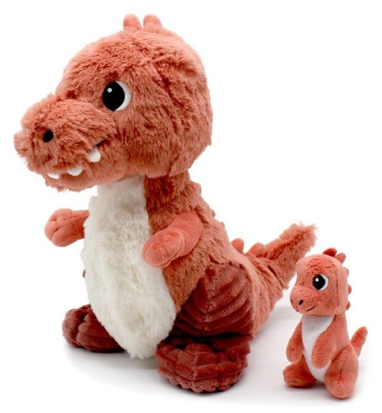 PTIPOTOS Plyšový T-Rex Alex terakotový - máma s miminkem