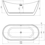 MEXEN/S - Lotos volně stojící vana 180 x 75, bílá/černá, sifon a přepad zlatá kartáčovaná 52051807775-55