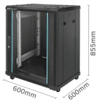 19" rozvaděč nástěnný 15U / Rozvaděč / 600×600×855 mm / Ocelová konstrukce (54518)