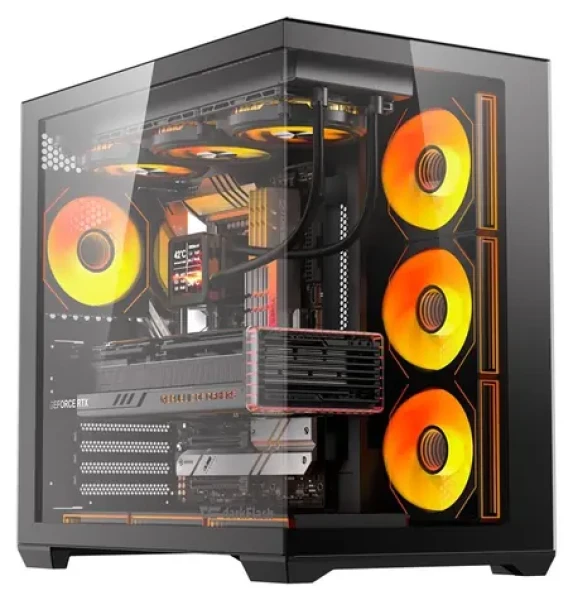 DarkFlash C280 černá / Skříň / E-ATX / tvrzené sklo / 7× ventilátor / 270° panoramatický design (C280 BLK +7F)