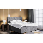 Čalouněná postel Madelyn 180x200, stříbrná,vč. matrace a topperu