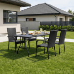 Židle zahradní, černý umělý ratan, kov, stohovatelná.