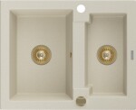 MEXEN/S - Carlos granitový dřez 1.5 582x475 mm, béžová, + zlatý sifon 6518581500-69-G