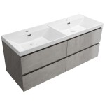 CERANO - Koupelnová skříňka Carole - keramické dvojumyvadlo Viano - betonově šedá - 121,5x62,5x46,5 CER-262719