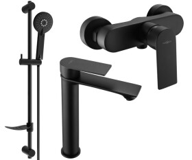 MEXEN - Royo SET umyvadlová + sprchová baterie s příslušenstvím DF40, černá 72214DF40-70