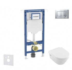 GEBERIT - Duofix Set předstěnové instalace, klozetu a sedátka Villeroy Boch, tlačítka Sigma30, DirectFlush, SoftClose, CeramicPlus, matný chrom/chrom SANI11CK2115