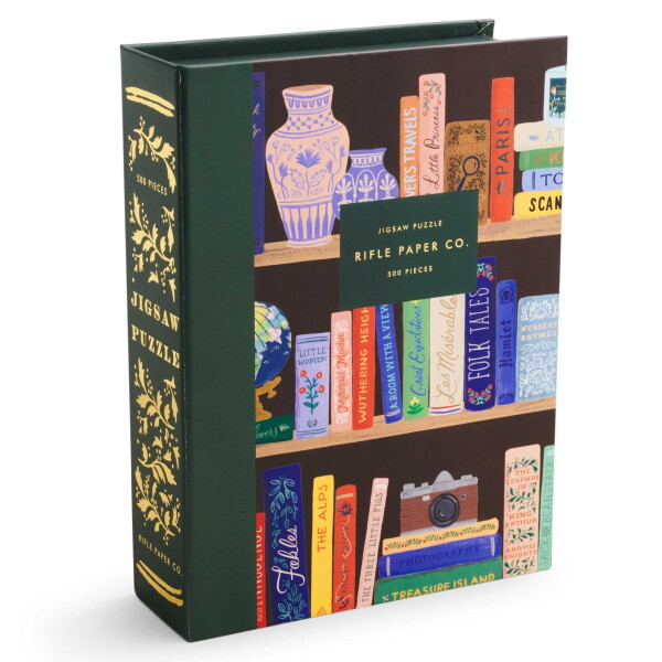 Rifle Paper Co. Puzzle Bookshelf 500 dílků, zelená barva, papír