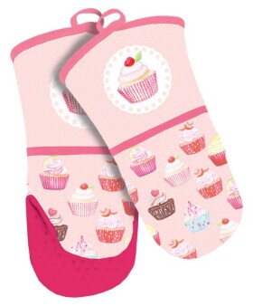 Alvarak kuchyňská chňapka růžová se silikonovou dlaní Cupcakes
