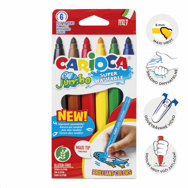 Carioca fixy Jumbo, 6 ks, mix barev