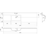 MEXEN - Otis umyvadlo zapuštěné do desky levá 161 x 46,5, bílá mat 25181601L