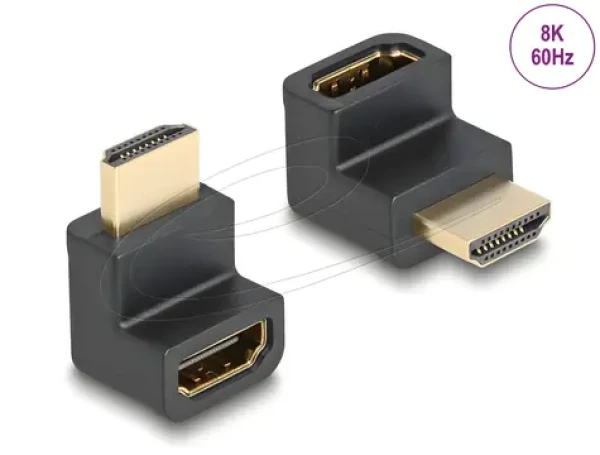 Delock redukce HDMI-A(M) HDMI-A(F) lomená černá / Redukce / High Speed HDMI s Ethernetem / 8K 60Hz (66458)