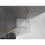 MEXEN/S - Velar Duo čtvercový sprchový kout 90 x 90, transparent, zlatá kartáčovaná 871-090-090-02-55