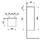 Laufen - Pro S Boční skříňka, 100x35x34 cm, panty vlevo, matná bílá H4831110954631