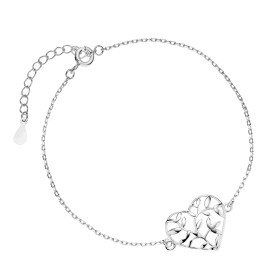 LUNICA Stříbrný náramek SRDCE S LÍSTKY 0306