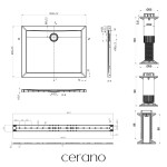 CERANO - Sprchová vanička obdelníková Brio - SMC/minerální kompozit - strukturovaná bílá - 100x80x4 + čelní panel + nožičky CER-273415