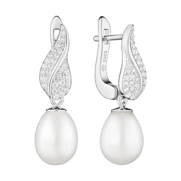 Stříbrné náušnice bílou perlou stříbro 925/1000, Bílá