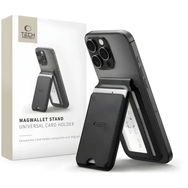 Tech-Protect MagWallet Stand černá / Peněženka a stojánek / MagSafe / Univerzální