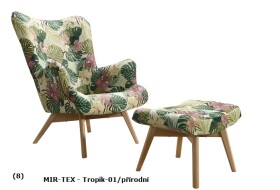 Křeslo Pik MIR-TEX - Tropic 01 a podnožka Provedení: Křeslo + podnožka, Nožičky: Přírodní dub, látka: MIR-TEX - tropik 01