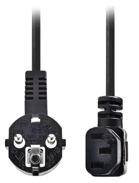 Nedis napájecí kabel Schuko - IEC-320-C13 černý 2 m / Napájecí kabel / 230V / 10A / Úhlové konektory (CEGL10020BK20)