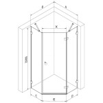 MEXEN/S - Lunar sprchový kout pětiboký křídlový pravá 90 x 80, transparent, zlato kartáčovaná 831-090P-080L-55-00-P