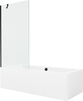 MEXEN/S - Cube obdélníková vana 180 x 80 cm s panelem + vanová zástěna 90 cm, transparent, černá 550518080X9509000070