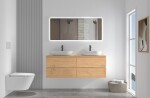 CERANO - Koupelnová skříňka Carole + deska pod umyvadlo Navira Slim - 18 mm - dub medový - 140x49,8x46 CER-8050BD82823